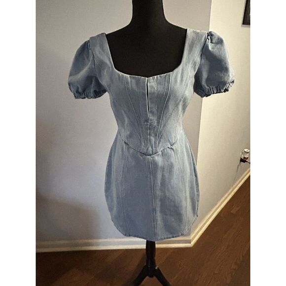 Fashion Nova, Jean Denim Dress, Blue, Size L.‎ - Picture 1 of 6